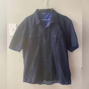 Men’s Boho size XL Blue Shortlie Short Sleeve Button Down shirt with white blue